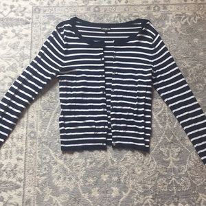 Black and White Striped Cardigan